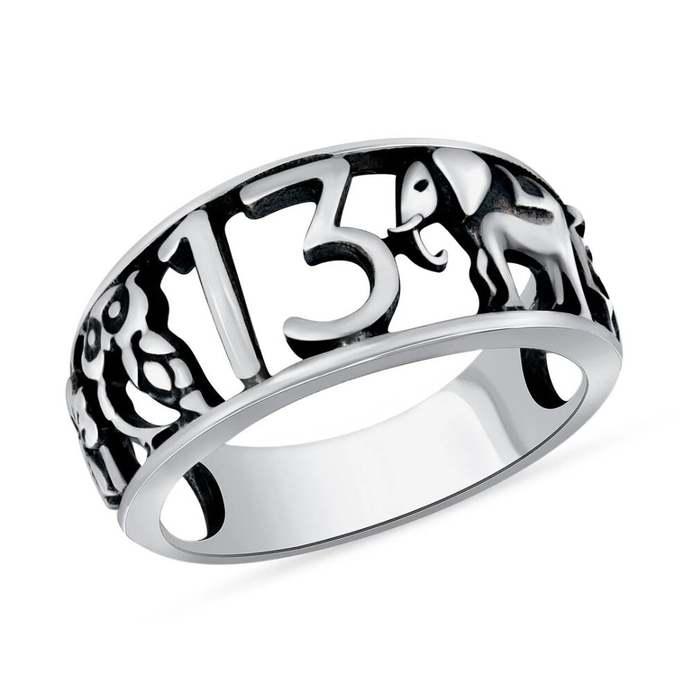 New 925 Sterling silver Elephant 13 horseshoe flower owl Lucky Ring Band